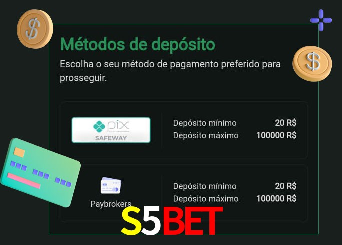 O cassino S5bet oferece uma grande variedade de métodos de pagamento